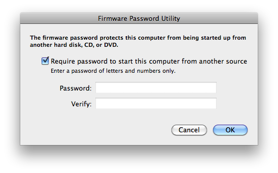 Firmware  password screen capture